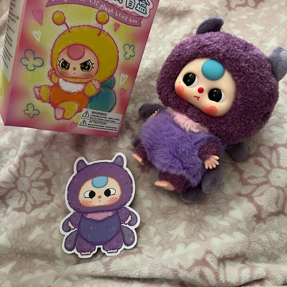 BB3 BABY THREE Bug Purple Plush Monster Doll - blind box Toy